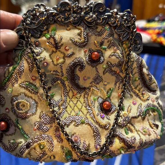 Embroidered Antique Evening Bag with Chain Strap - Picture 6 of 6